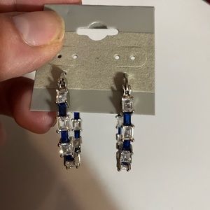 NWOT Sapphire Hoop Earrings